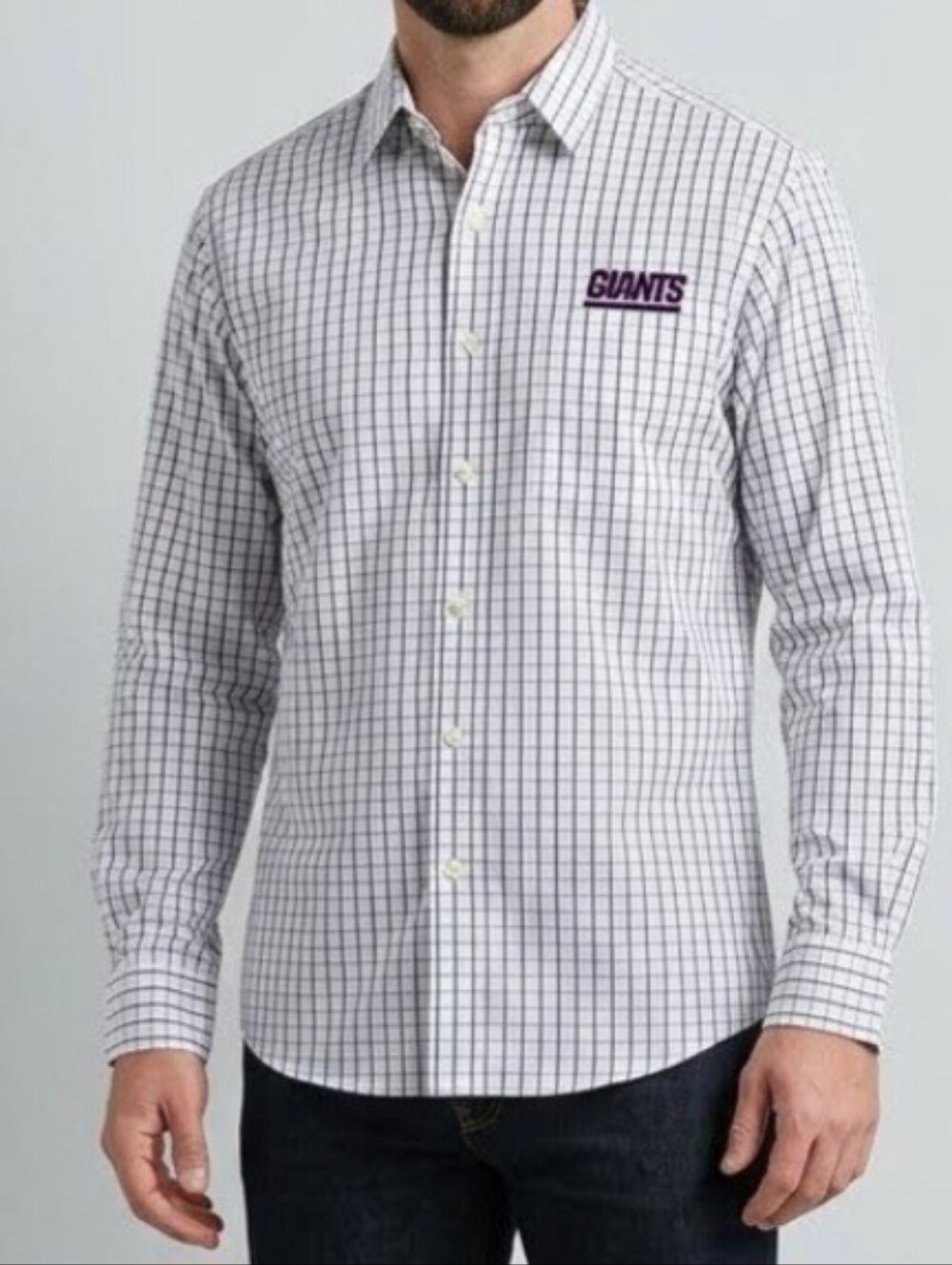 Men's Vintage NFL New York Giants Plaid Long Sleeve Shirt, Size XL